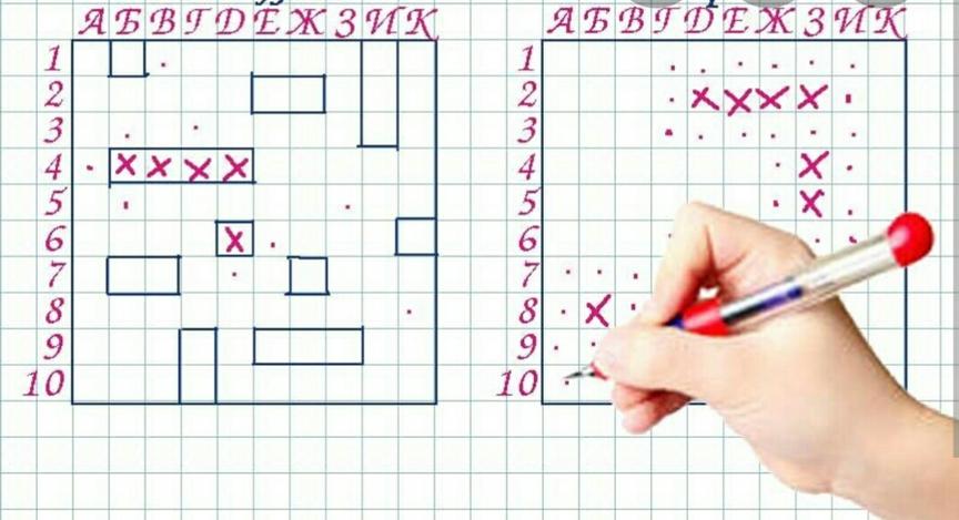 Морской бой на листочке в клеточку правила игры и схема