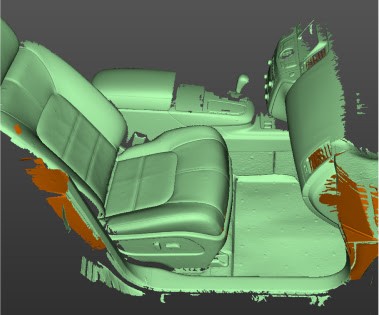 3D сканирование черного сиденья автомобиля при помощи 3D сканера: Scanform L5